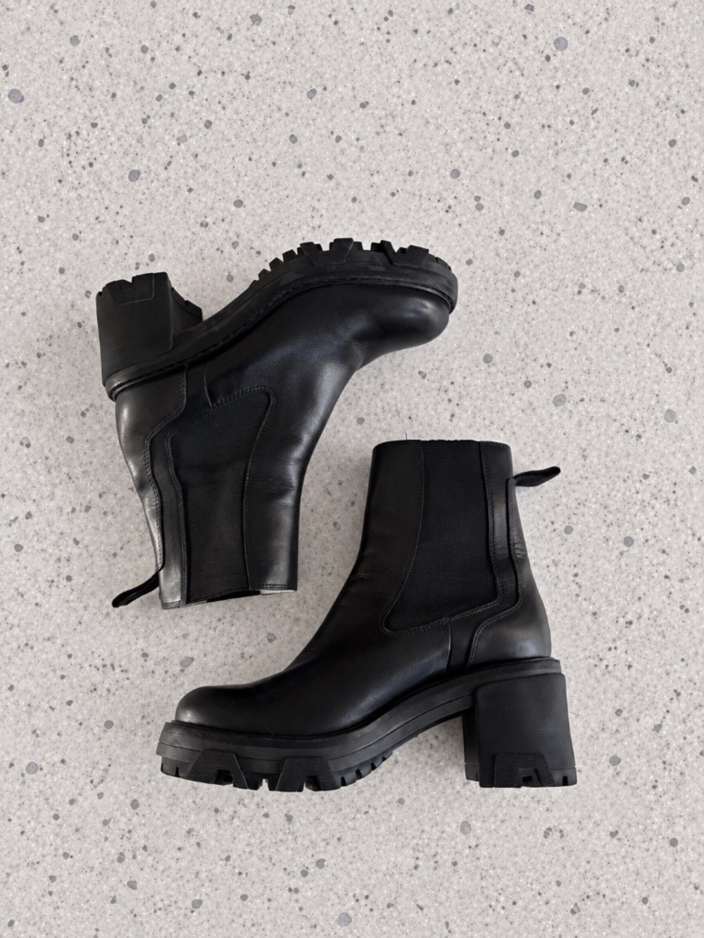 Rag & Bone Leather Boots Combat Black Leather Heels Platform Sz 38 / 8 US❤️